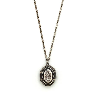 Sterling Silver Beaded Oval Locket