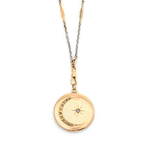 12K & Diamond Gold Crescent Moon & Star Locket
