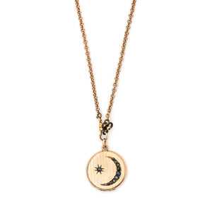 Crescent Moon & Star Pinstripe Locket