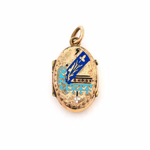 Something Blue Enamel Oval Locket