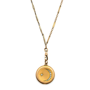 Matte Crescent Moon & Star Locket
