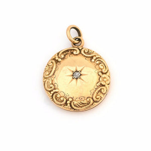 10K Gold Wreath & Diamond Star Locket