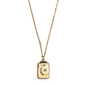 Crescent Moon & Star Rectangle Locket