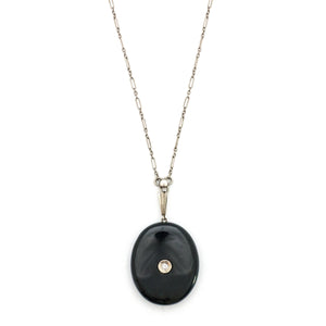 14K Diamond & Onyx Locket