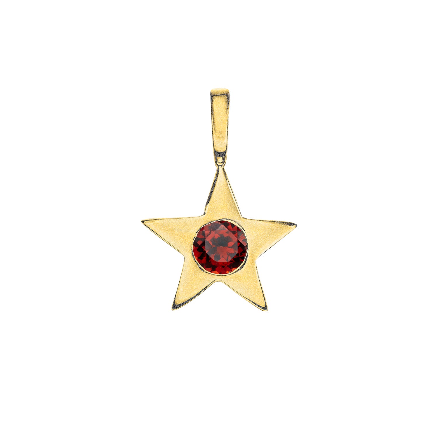 Polished Gold Vermeil Star Birthstone Charm - January / Garnet