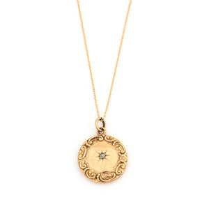 10K Gold Wreath & Diamond Star Locket
