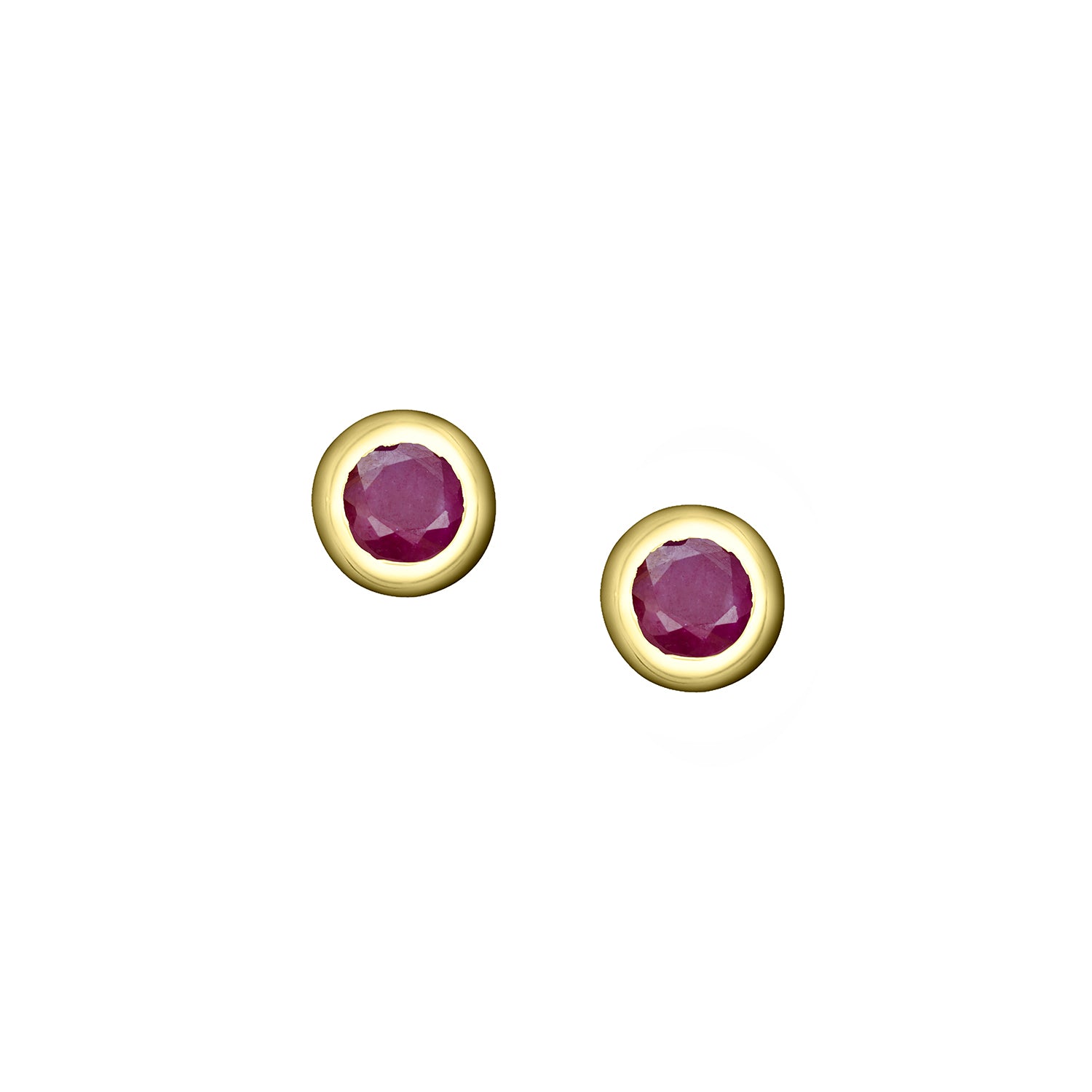 Polished Gold Vermeil Crescent Moon Birthstone Earrings - July / Indian Ruby