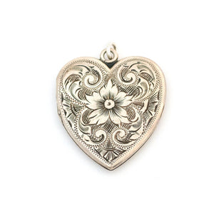 Sterling Silver Lily Heart Locket