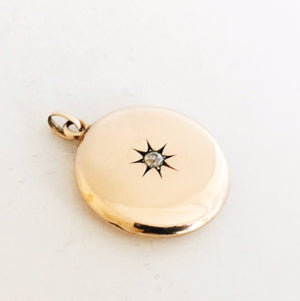 14K Gold and Diamond Round Victorian Locket