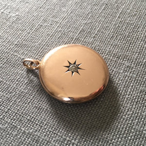 14K Gold and Diamond Round Victorian Locket