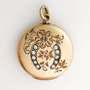 Good Luck Floral Horseshoe Locket