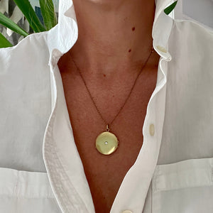 Simple 14K Gold & Diamond Antique Locket