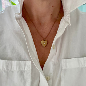 10K Gold Matte Diamond Heart Antique Locket