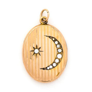 Pinstripe Moon & Star Locket