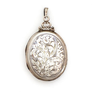 Sterling Silver Oval Floral Locket