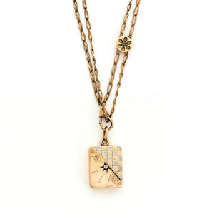 14K Rose Gold and Platinum Sunrise Locket