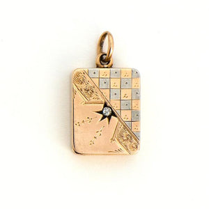 14K Rose Gold and Platinum Sunrise Locket