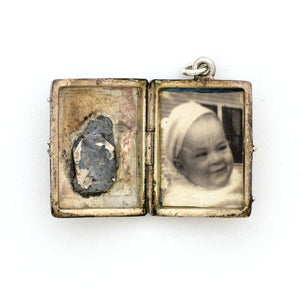 Deco silver & garnet book locket