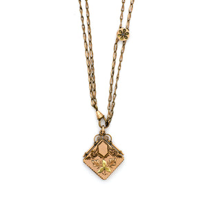 Rosy Gold Engraved Floral Locket