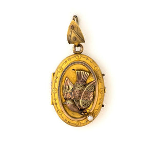 Victorian Bird locket with pearl