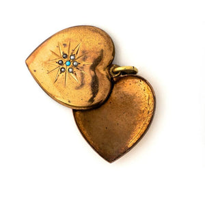 Turquoise Starburst Heart Locket