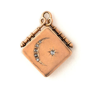 Solid 14K and Diamond Moon and Star Locket
