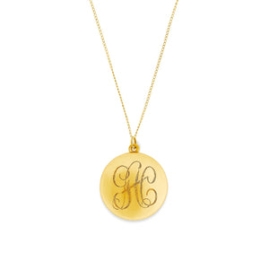 Antique initial locket on antique gold fill chain, front view