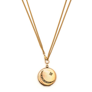 Pearl Crescent Moon & Starburst Locket