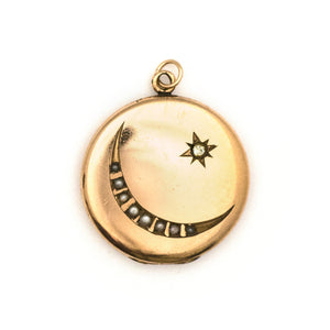 Pearl Crescent Moon & Starburst Locket
