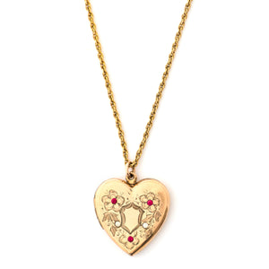 Floral Shield Heart Locket
