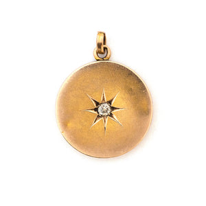 14k Gold & Diamond Starburst Coin Locket