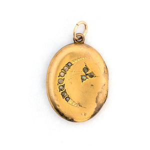 Pearl Crescent Oval Locket