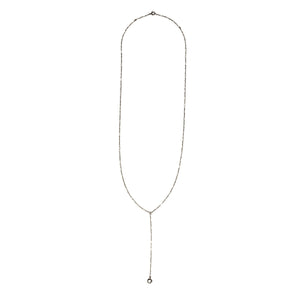 Silver Fancy Link Antique Lariat Chain, sterling silver Victorian era Lariat, for holding charms, fobs or lockets, zoomed out view