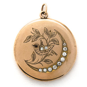 Swallow & Crescent Moon Locket