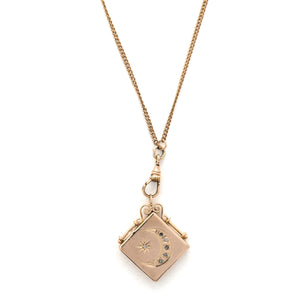 Crescent Moon & Starburst Square Locket