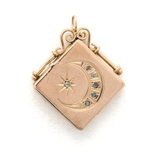 Crescent Moon & Starburst Square Locket
