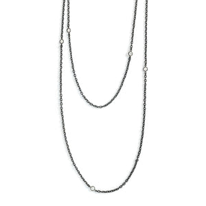 6 Stone Victorian Gunmetal Watch Chain