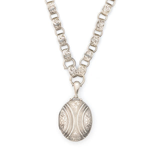 English Silver Forget Me Not Antique Locket