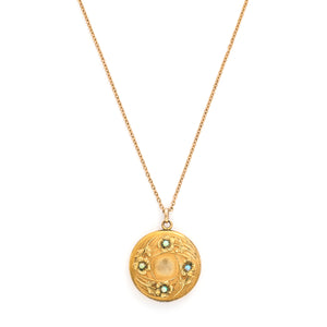 Opal Forget-Me-Not Antique Locket