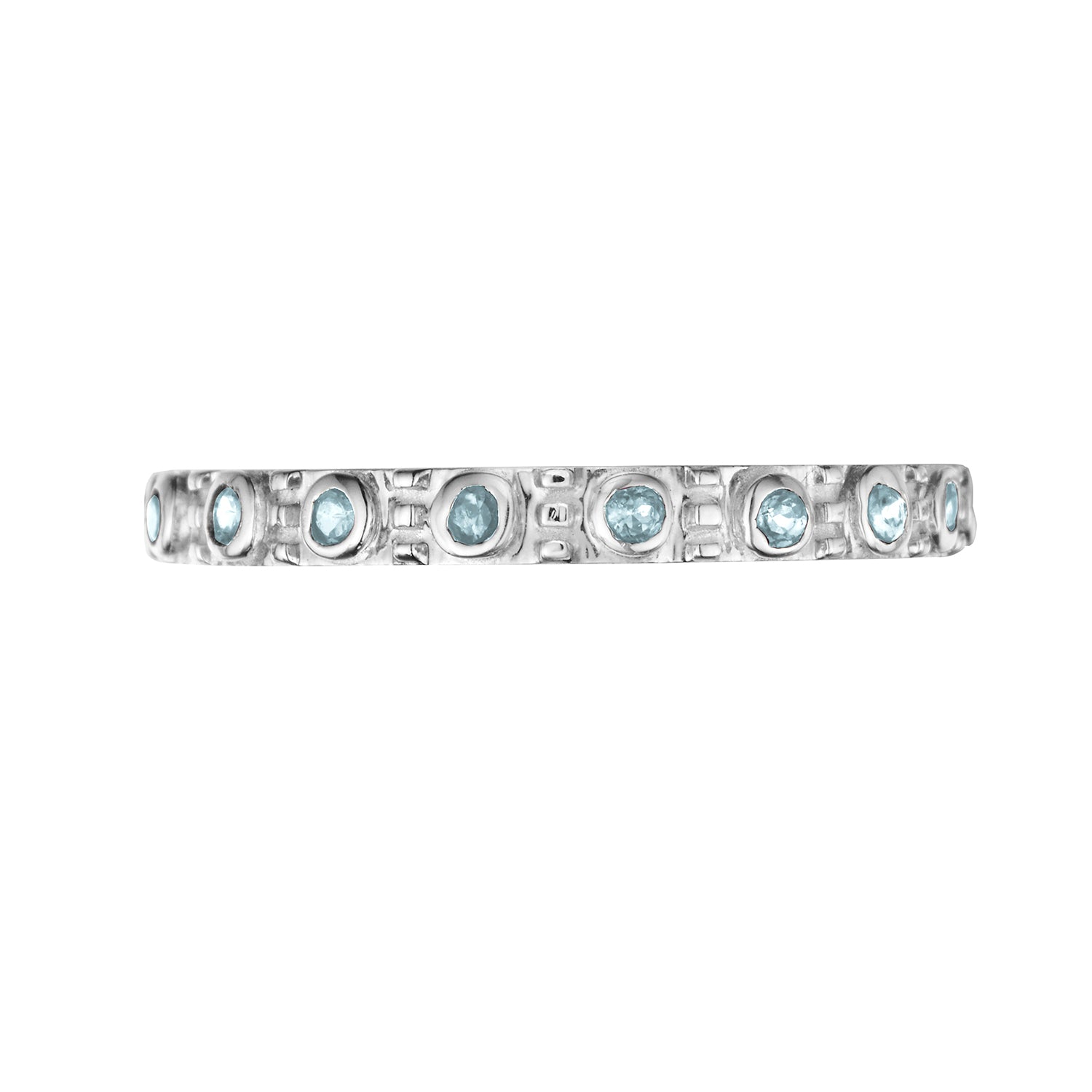 Polished Silver Eternity Stacking Birthstone Rings - March / Aquamarine