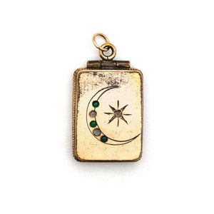 Crescent Moon & Star Rectangle Locket