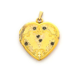 Mid-century Floral Heart Locket