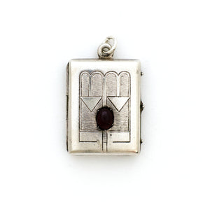 Deco silver & garnet book locket
