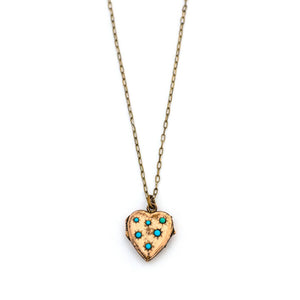 Turquoise Stars Heart Locket