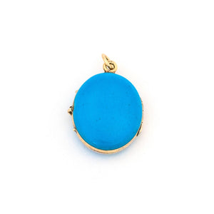14K Blue Enamel Ribbon Locket