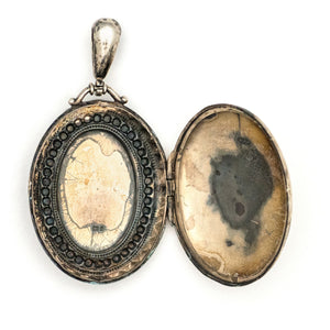 English Victorian Sterling Antique Oval Locket, stunning silver locket, open locket view, perfect for holding pictures, photos or small mementos