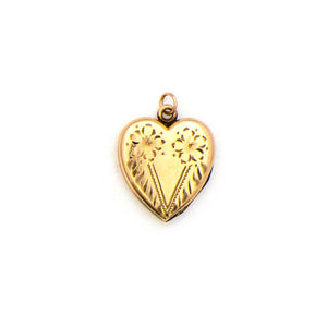 Twin Flowers Heart Locket