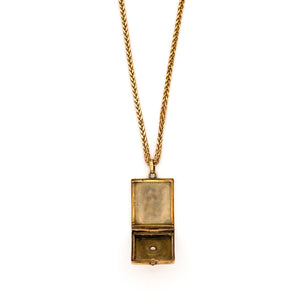 14K Gold & Diamond Star Rectangular Locket