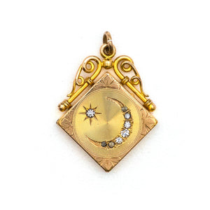 Crescent Moon & Star Square Locket