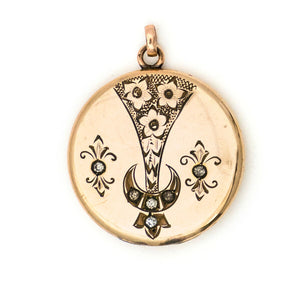 Crescent Horn & Flowers Locket
